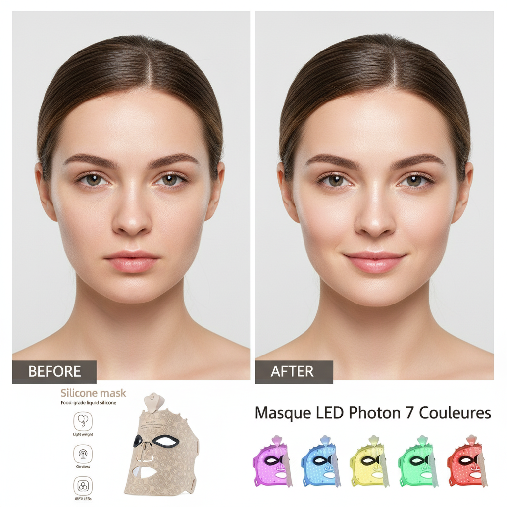 7 Colors Photon Silicone Face LED Mask 3D Facial Beauty Mask Red Light Therapy Skin Care Repair Skin Brightening Wireless Use