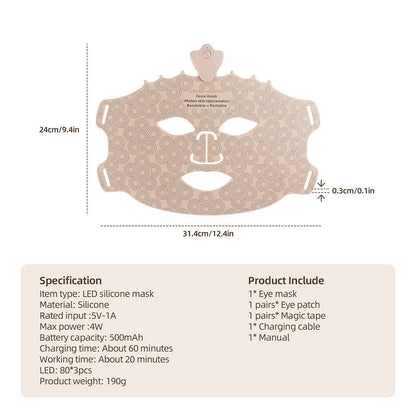 7 Colors Photon Silicone Face LED Mask 3D Facial Beauty Mask Red Light Therapy Skin Care Repair Skin Brightening Wireless Use